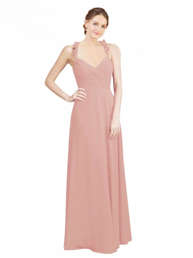 A-Linien Chiffon Lange Brautjungfernkleider