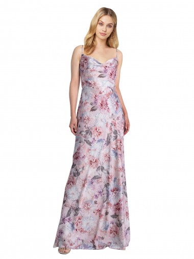 A-Linien Haube Ausschnitt Stretch-Satin Blumen Lange Formale Brautjungfernkleider / Abendkleider