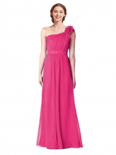 Azalee A-Linien Eine-Schulter Chiffon Lange Brautjungfernkleider