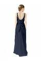 Dunkelmarine A-Linien Scoop Chiffon Lange Brautjungfernkleider