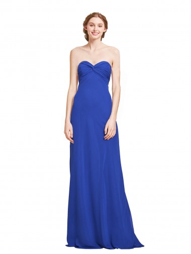 Königsblau A-Linien Chiffon Lange Brautjungfernkleider