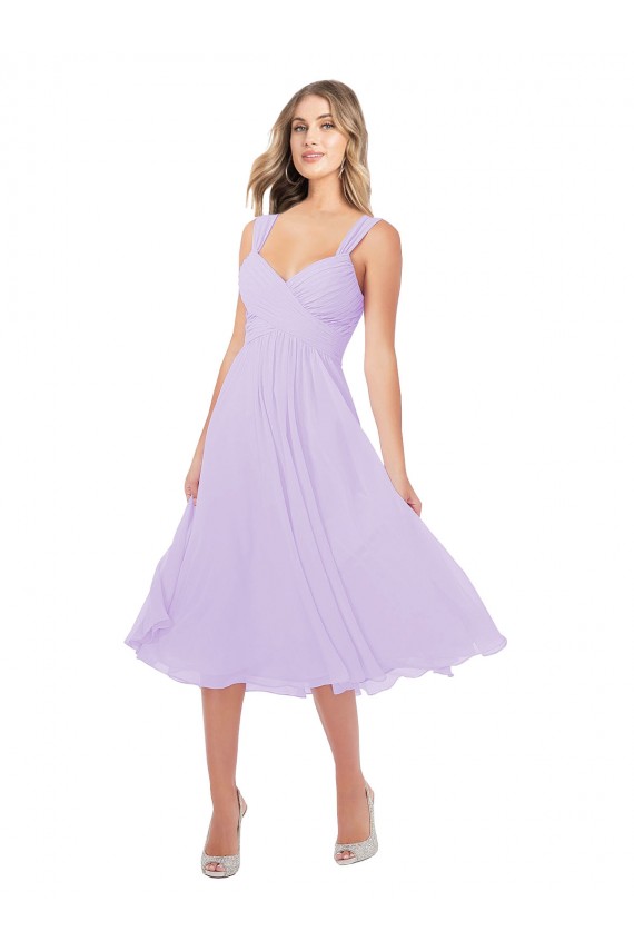 Lila A-Linien Midi Chiffon Kurze Brautjungfernkleider / Cocktailkleider / Heimkehr Kleider
