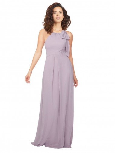 Rosa Leuchten A-Linien Neckholder Chiffon Lange Brautjungfernkleider