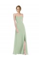 Salbeigrün A-Linien Scoop Chiffon Lange Brautjungfernkleider