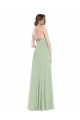 Salbeigrün A-Linien Scoop Chiffon Lange Brautjungfernkleider