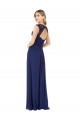 Saphir A-Linien V-Ausschnitt Chiffon Lange Brautjungfernkleider