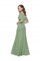 Seegras A-Linien V-Ausschnitt Chiffon Lange Brautjungfernkleider