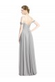Silber A-Linien Off-Schulter Spaghetti-Träger Chiffon Lange Brautjungfernkleider