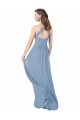 Staubiges Blau A-Linien Neckholder Chiffon Lange Brautjungfernkleider