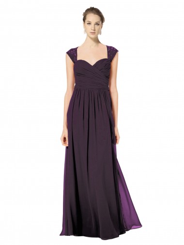 Traube A-Linien Chiffon Spitze Lange Brautjungfernkleider