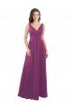 Wilde Beere A-Linien V-Ausschnitt Chiffon Lange Brautjungfernkleider