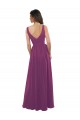 Wilde Beere A-Linien V-Ausschnitt Chiffon Lange Brautjungfernkleider